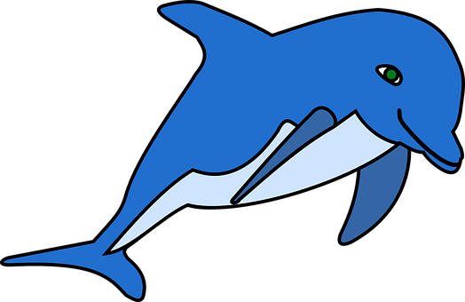 Blue Cartoon Dolphin PNG with transparent background