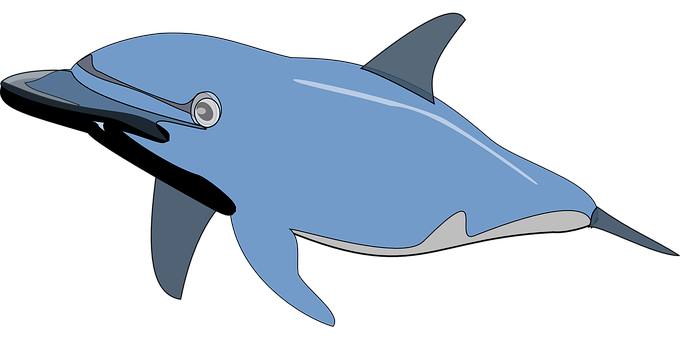 Blue_ Cartoon_ Dolphin_ Vector PNG with transparent background