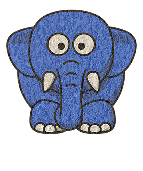 Blue Cartoon Elephant Illustration PNG with transparent background