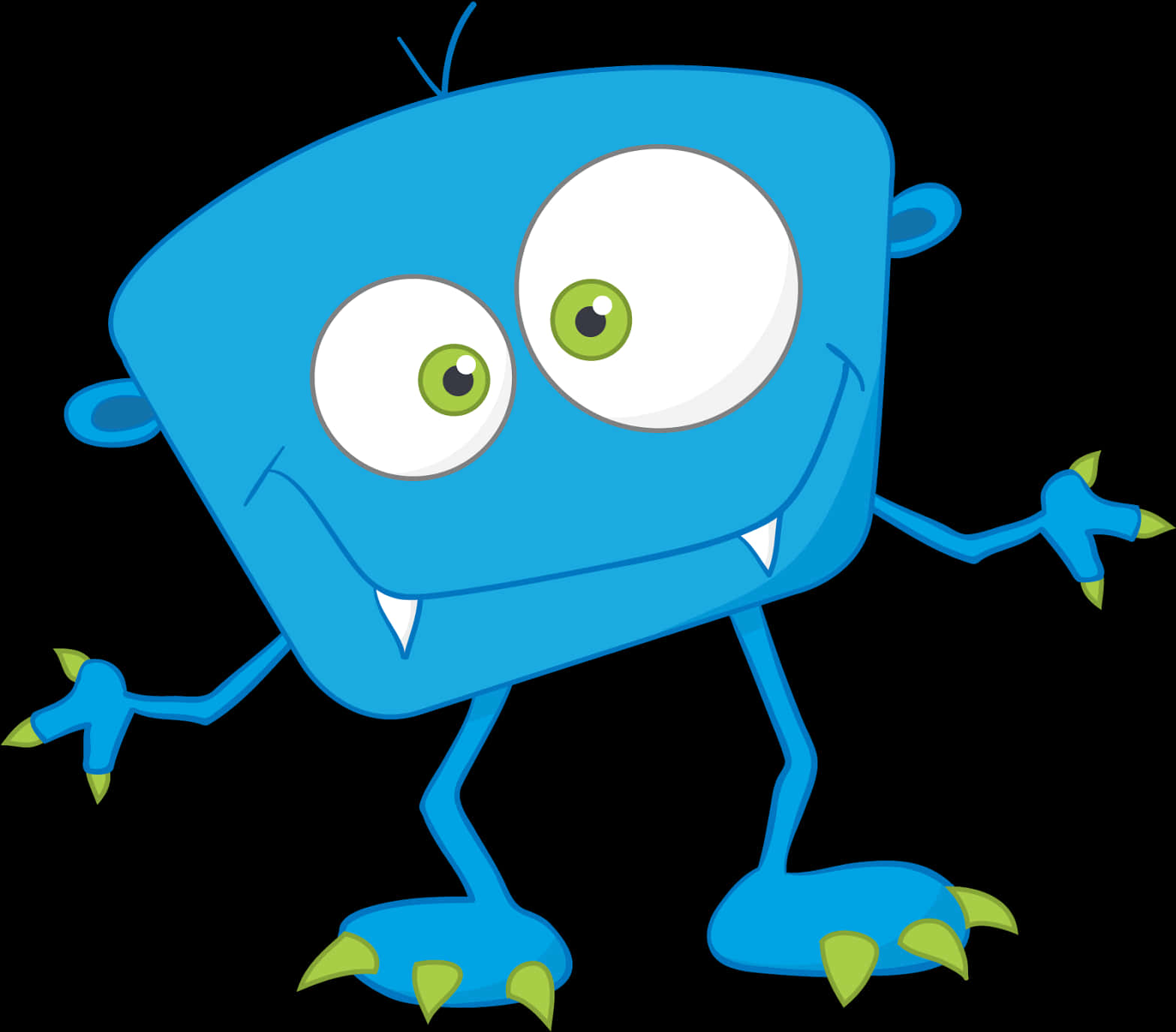 Blue Cartoon Monster PNG with transparent background