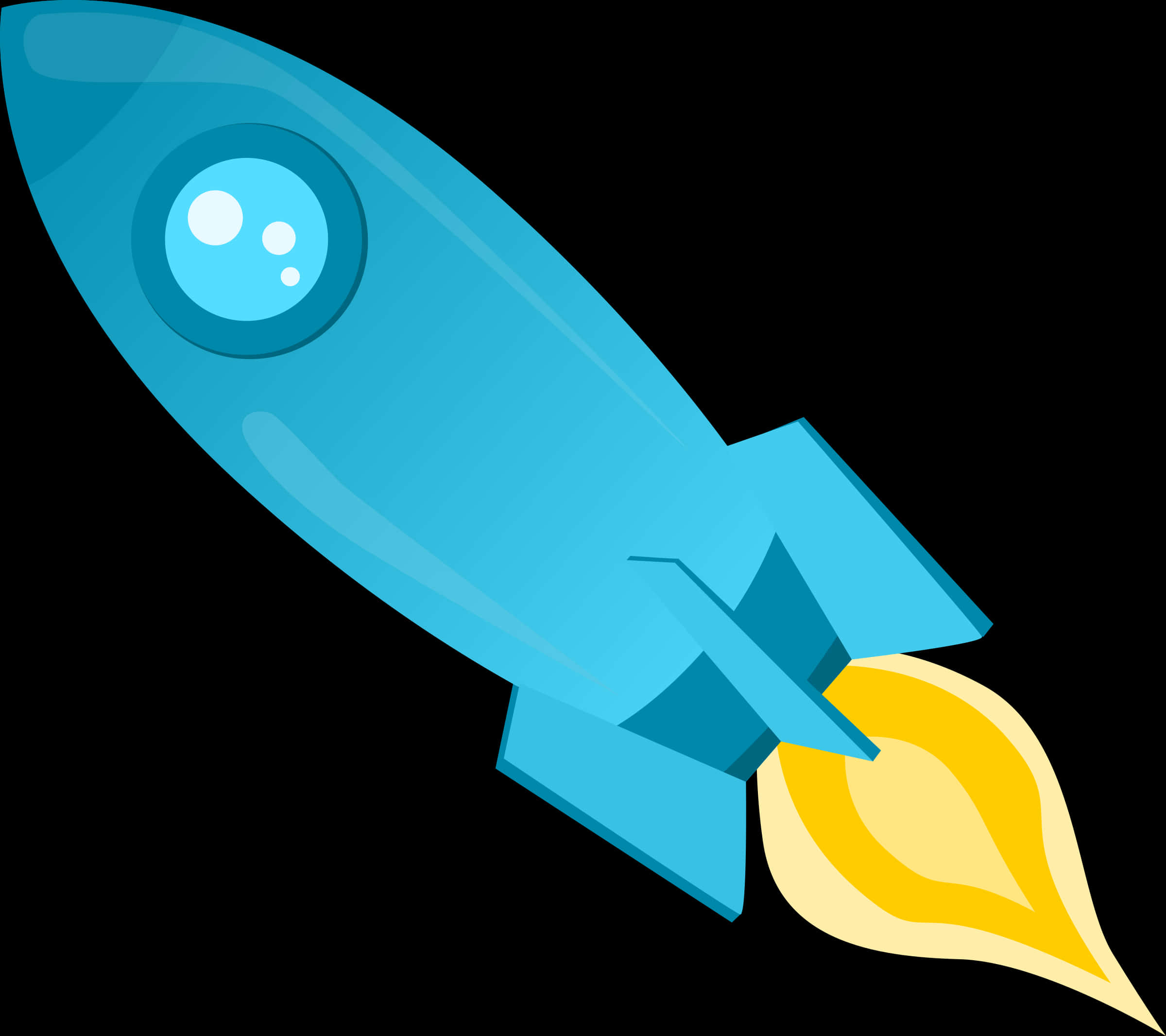 Blue Cartoon Rocket Illustration