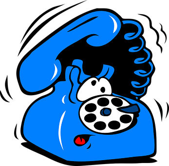 Blue Cartoon Rotary Phone PNG with transparent background