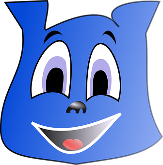 Blue Cartoon Smile Graphic PNG with transparent background