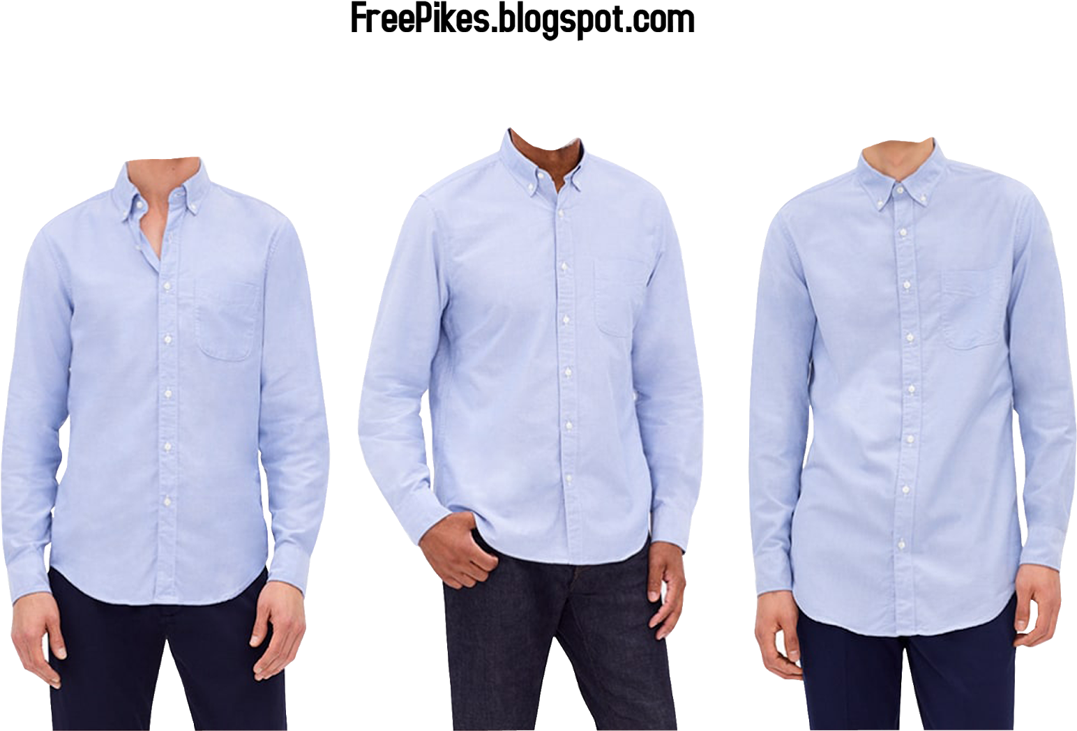 Blue Casual Shirt Three Views