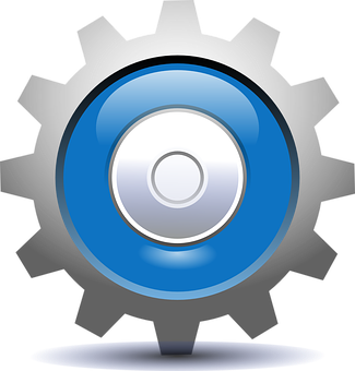 Blue Center Gear Icon PNG with transparent background