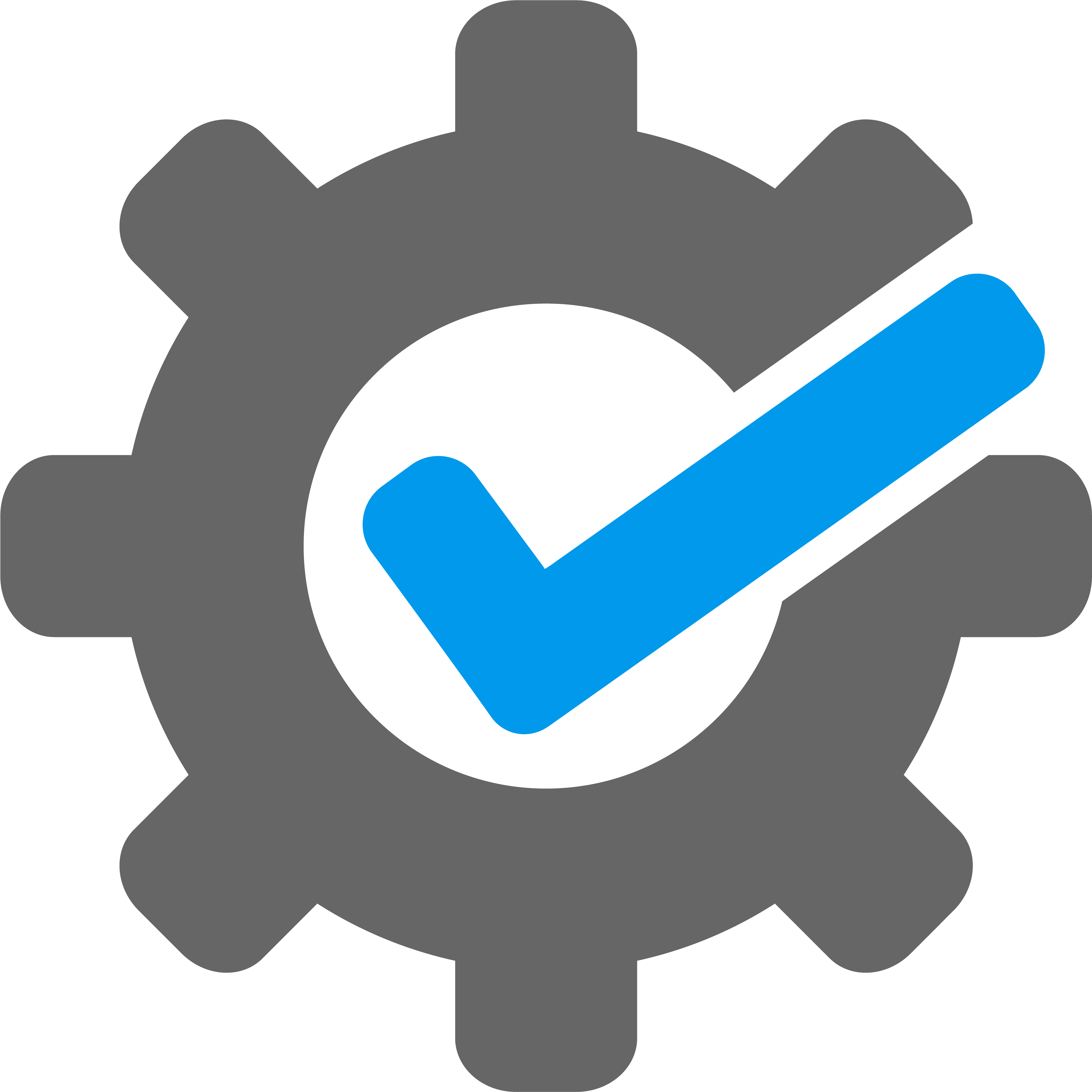 Blue Checkmark Gear Icon