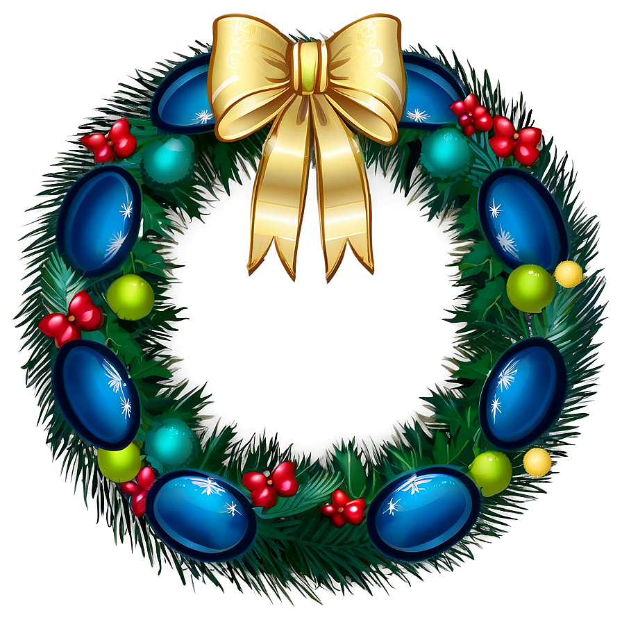 Blue Christmas Wreath Png 42