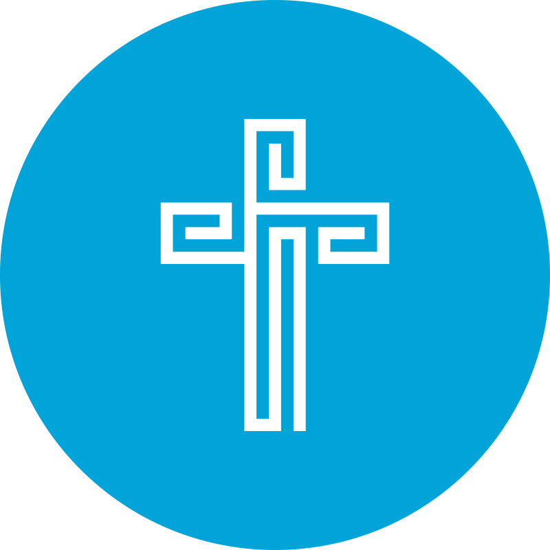 Blue Circle Christian Cross PNG with transparent background