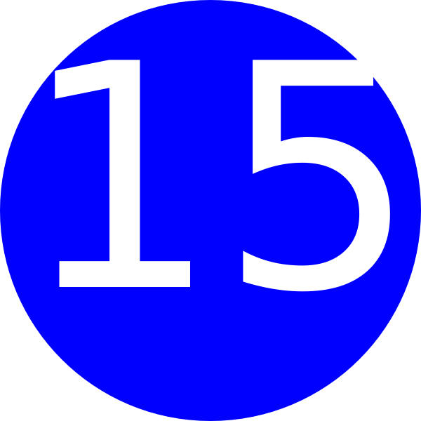 Blue Circle Number15 PNG with transparent background