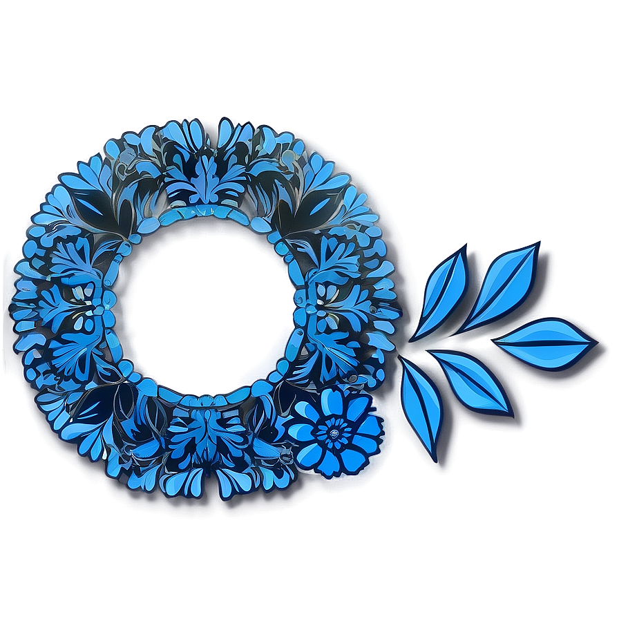 Blue Circle With Floral Design Png 05252024