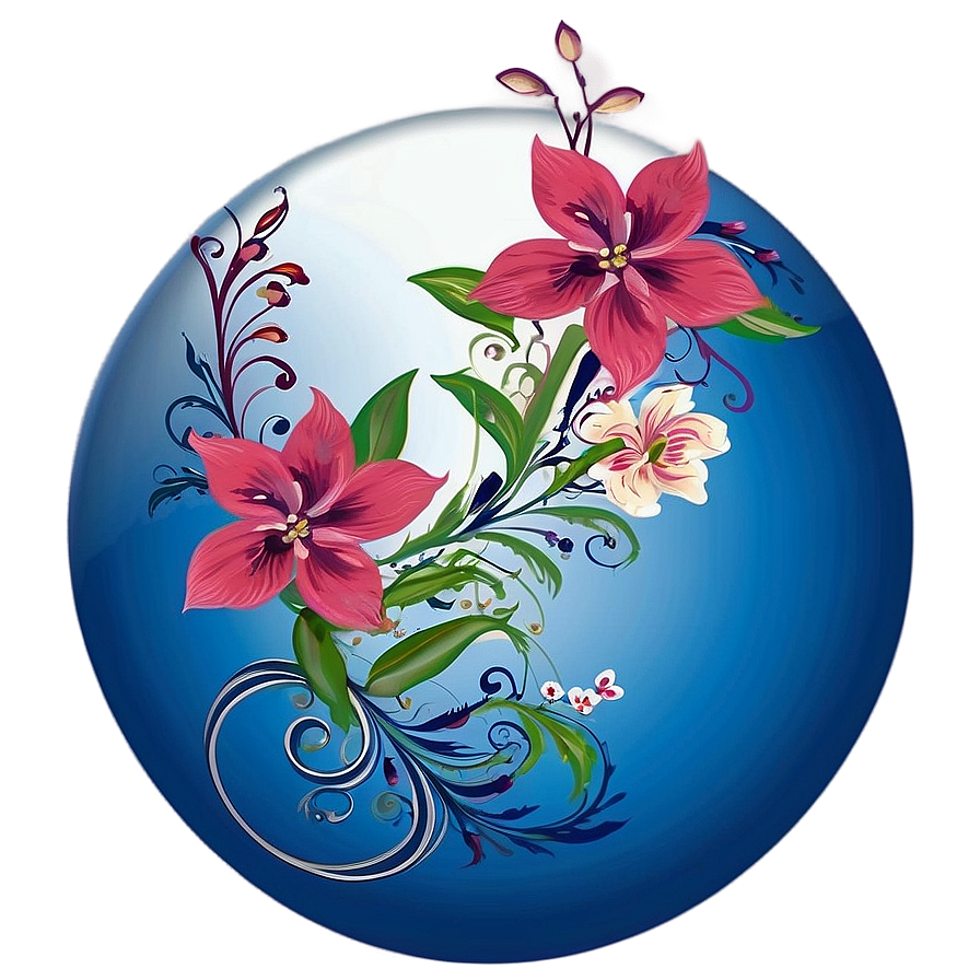 Blue Circle With Floral Design Png 05252024