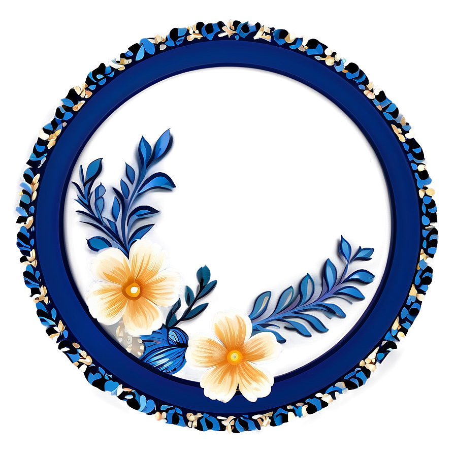 Blue Circle With Floral Design Png 05252024