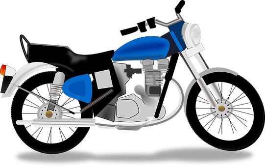 Blue Classic Motorcycle Illustration PNG with transparent background