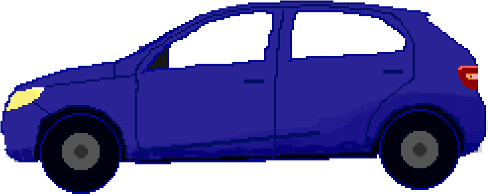 Blue Compact Car Illustration PNG with transparent background