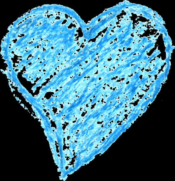 Blue Crayon Heart Drawing