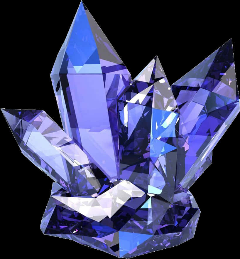 Blue Crystal Cluster Graphic PNG with transparent background