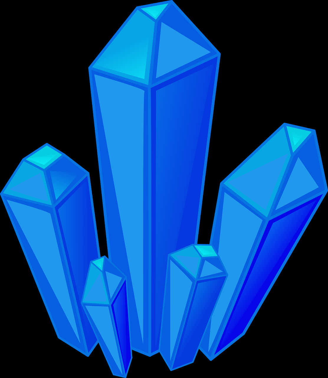 Blue Crystal Cluster Illustration PNG with transparent background