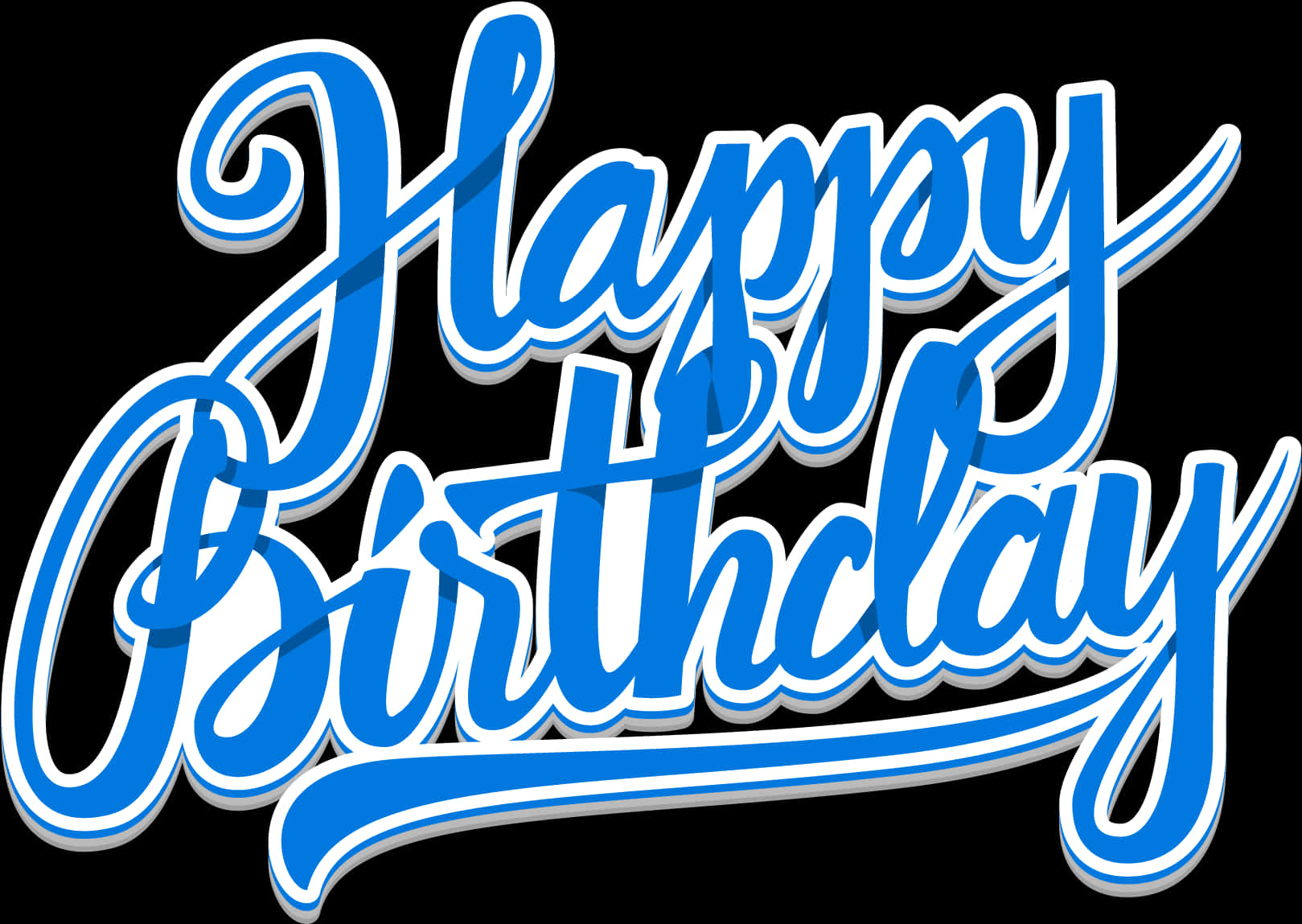 Blue Cursive Happy Birthday Text