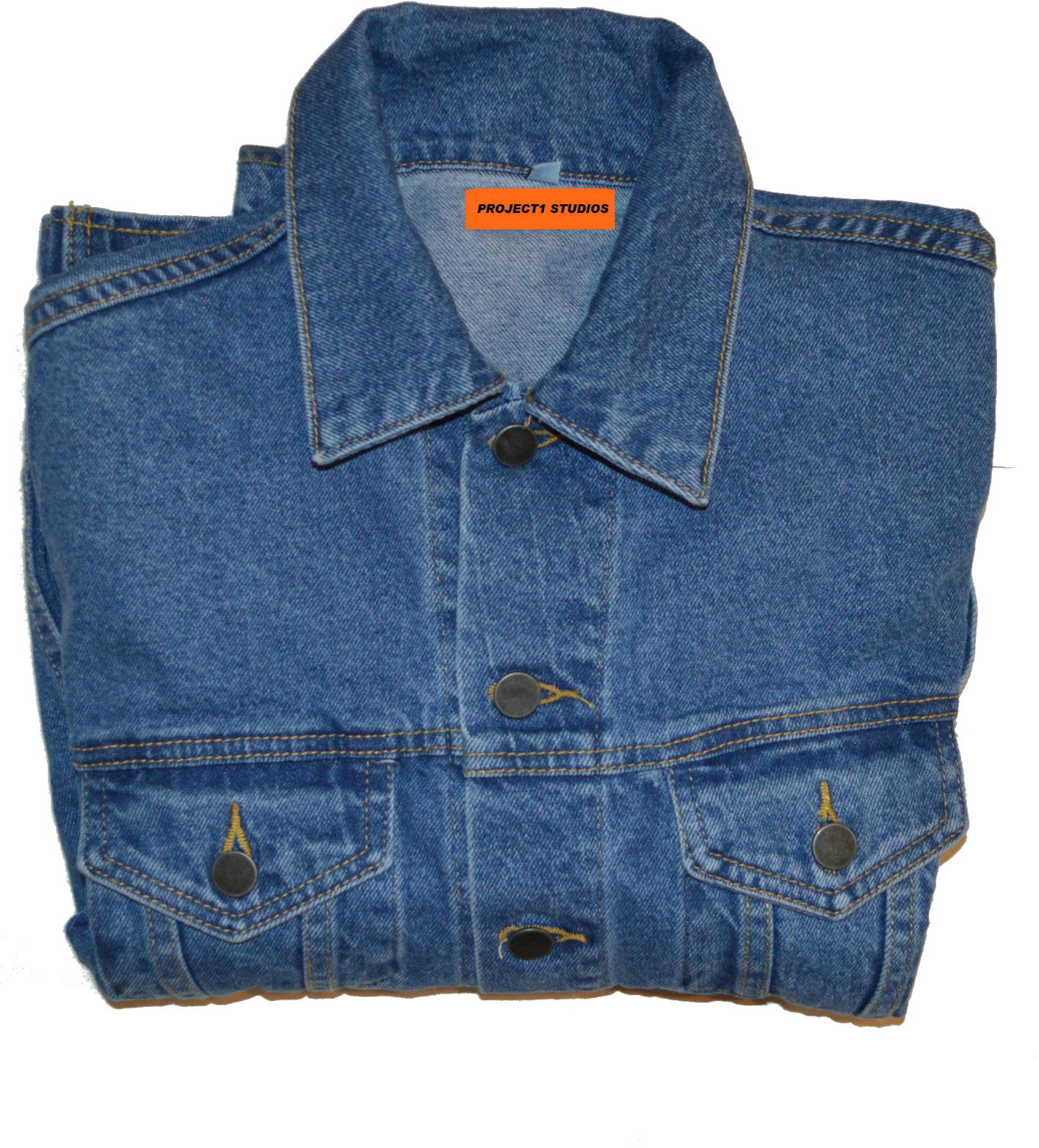 Blue Denim Jacket Flat Lay PNG with transparent background