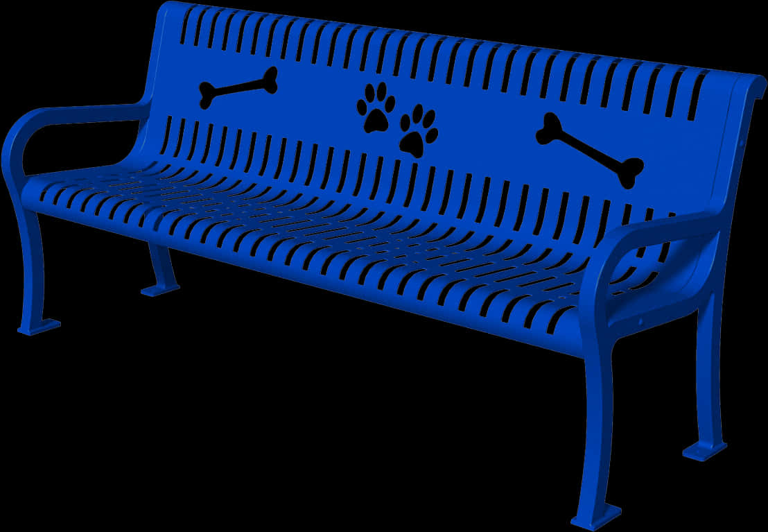 Blue Dog Themed Park Bench