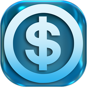 Blue Dollar Sign Icon PNG with transparent background