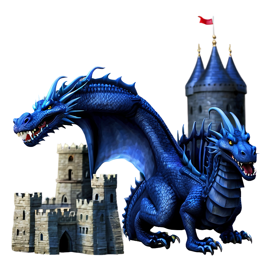 Blue Dragon And Castle Png 85