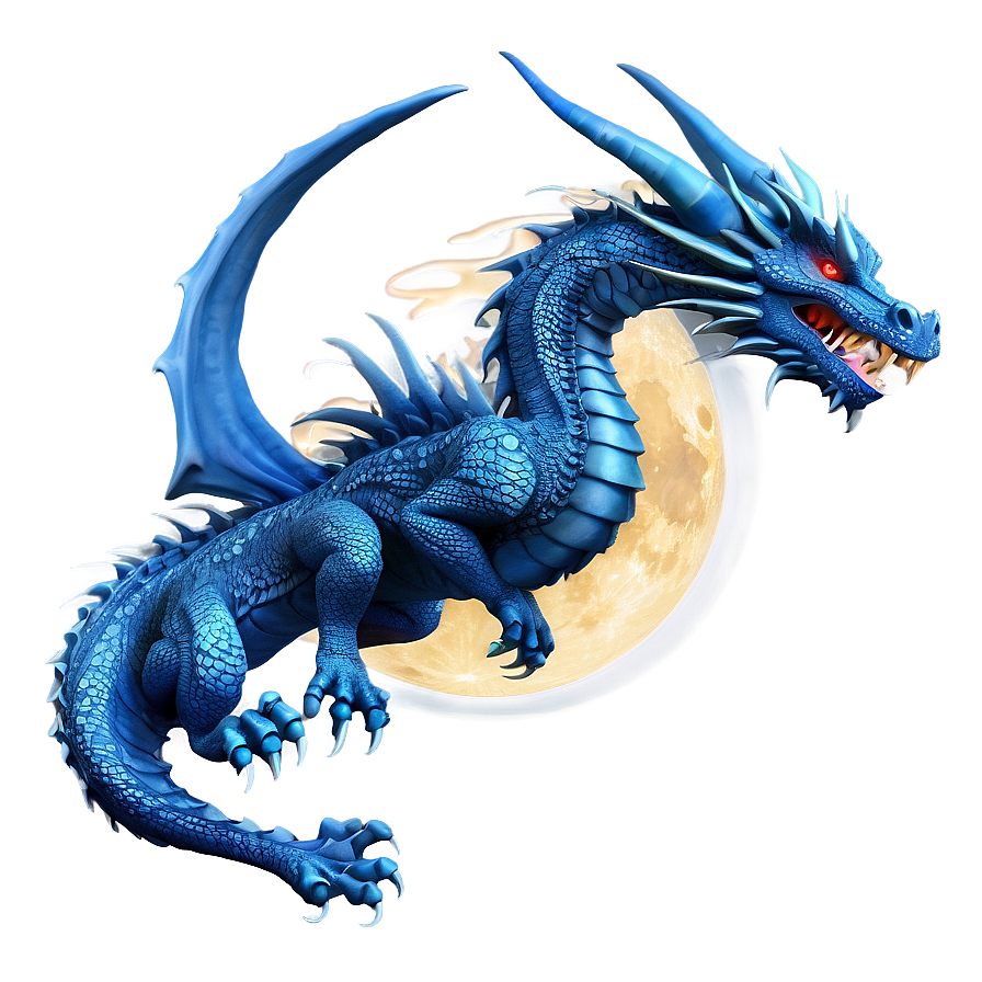 Blue Dragon And Moon Png 06252024