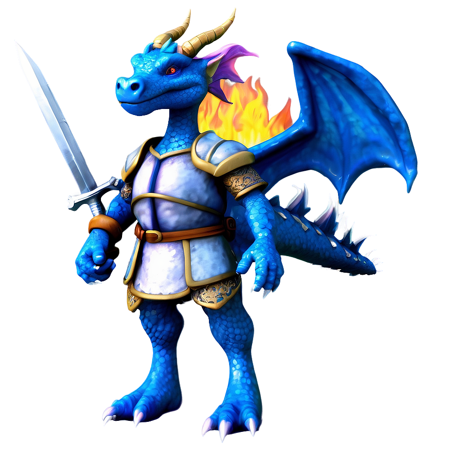 Blue Dragon With Knight Png Cxp56