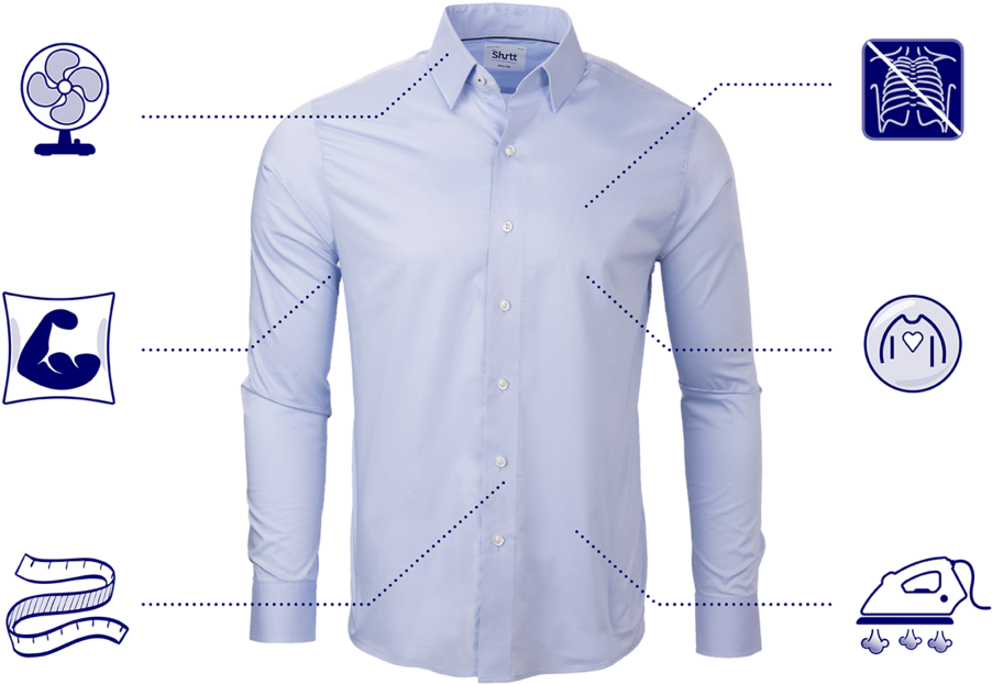 Blue Dress Shirt Featuresand Care