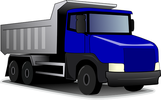Blue Dump Truck Vector Illustration PNG with transparent background
