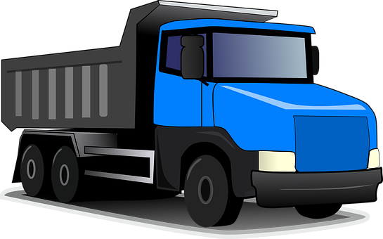Blue Dump Truck Vector Illustration PNG with transparent background