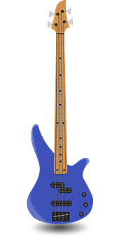 Blue Electric Bass Guitar PNG with transparent background