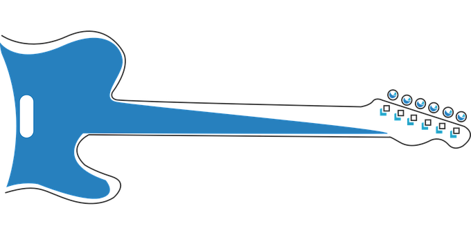Blue Electric Guitar Silhouette PNG with transparent background