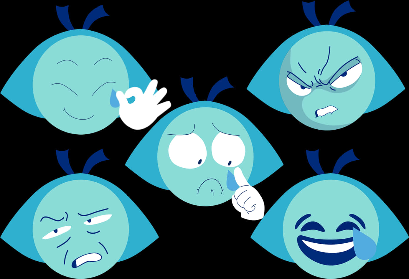 Blue Emoji Expressions Set