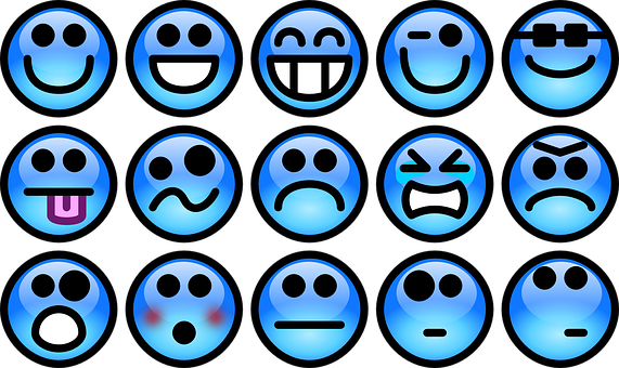 Blue Emoji Expressions Set PNG with transparent background