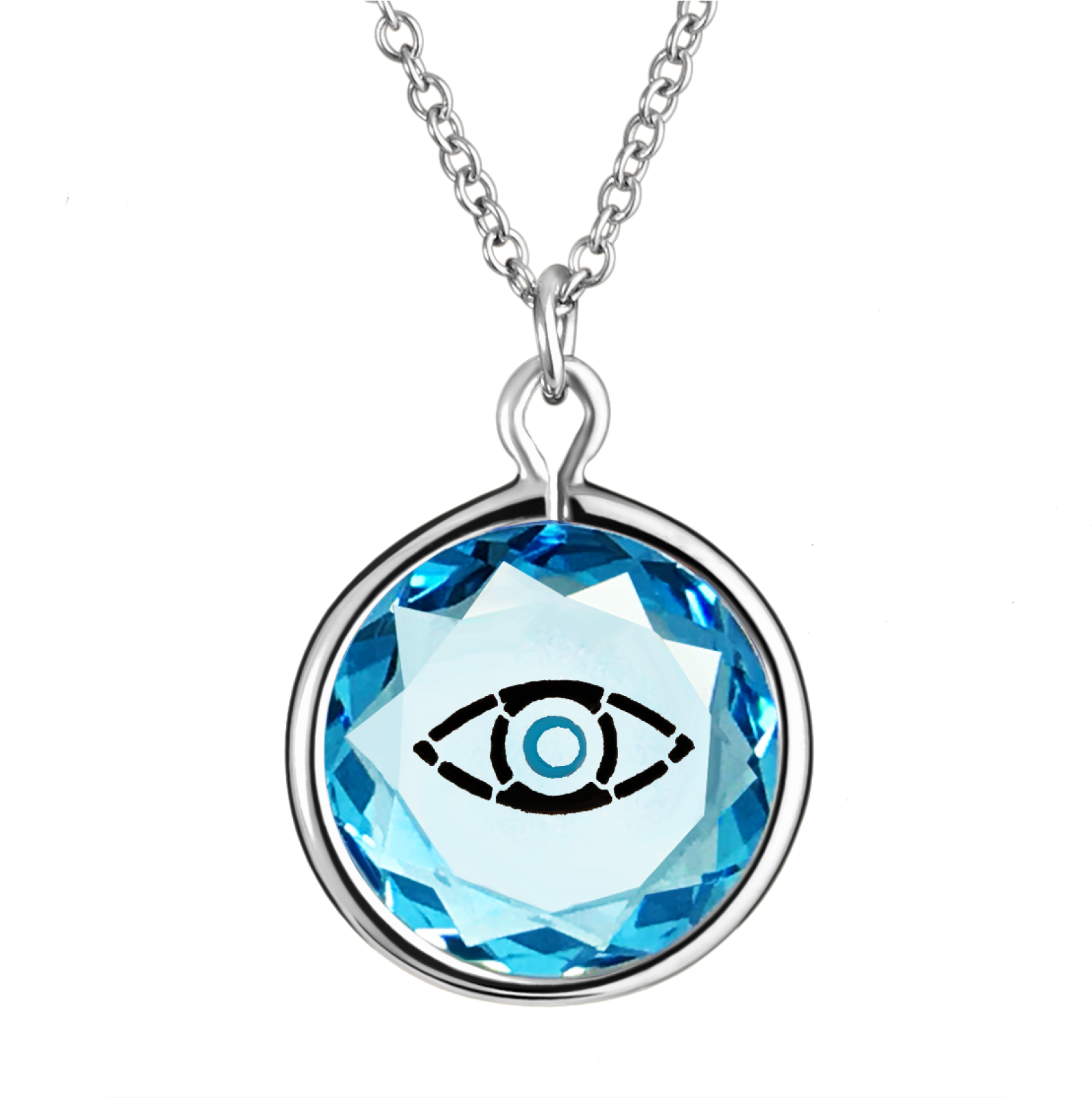 Evil Eye In Blue Swarovski Crystal With Black And Blue - Necklace, HD Png Download PNG with transparent background