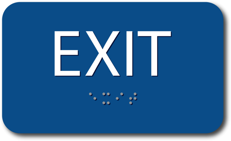 Blue Exit Signwith Braille