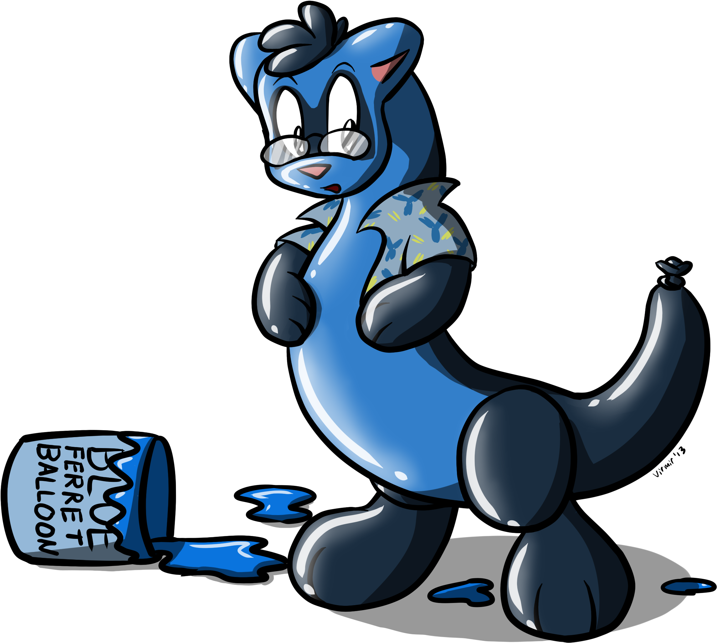 Blue Ferret Balloon Spill Illustration