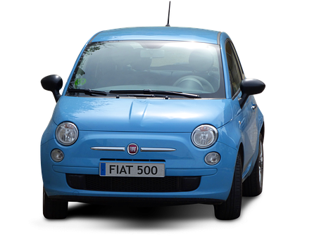 Blue Fiat500 Front View