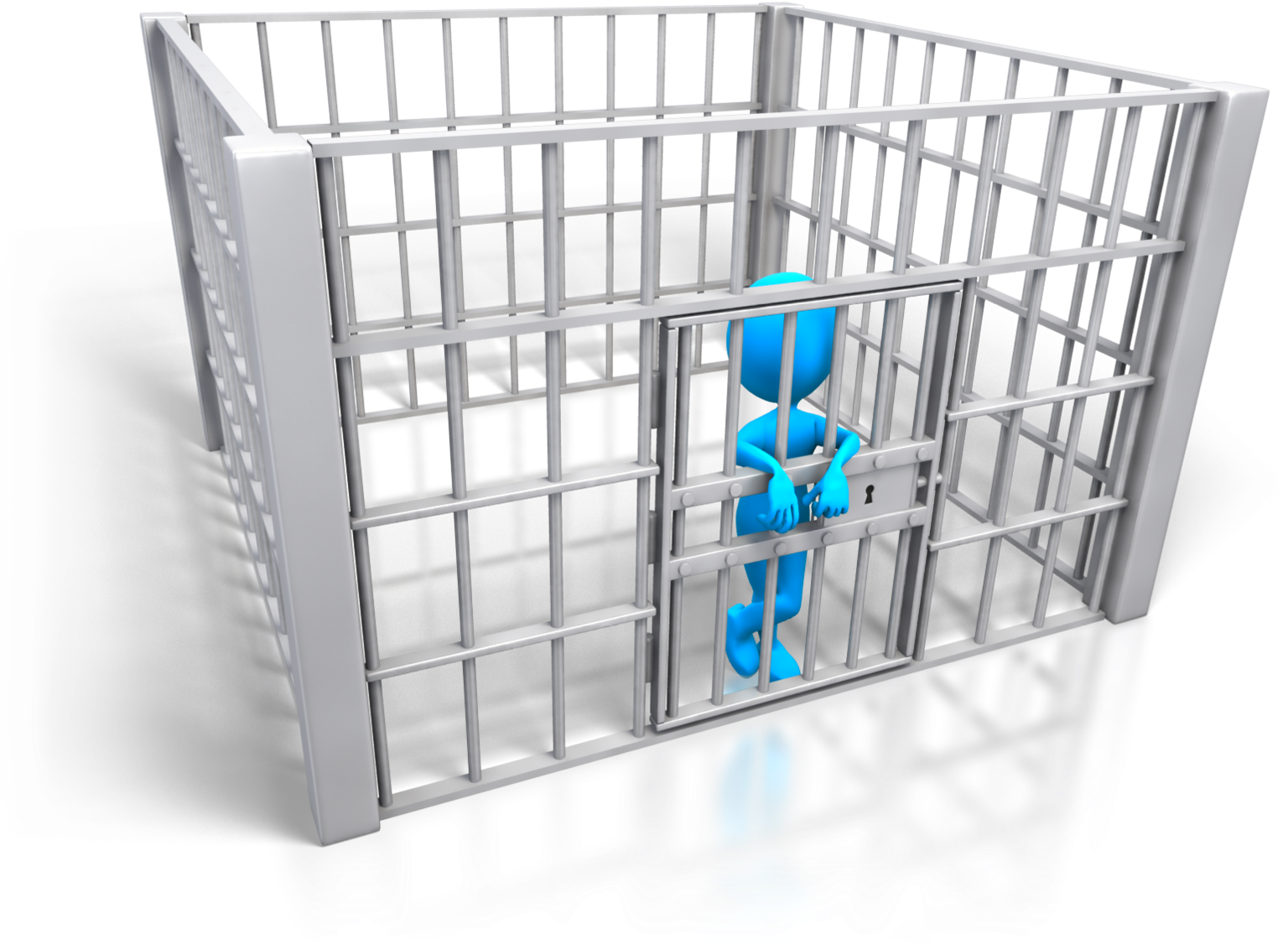 Blue Figure In Prison Cell