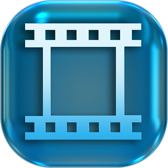 Blue Film Reel Icon PNG with transparent background