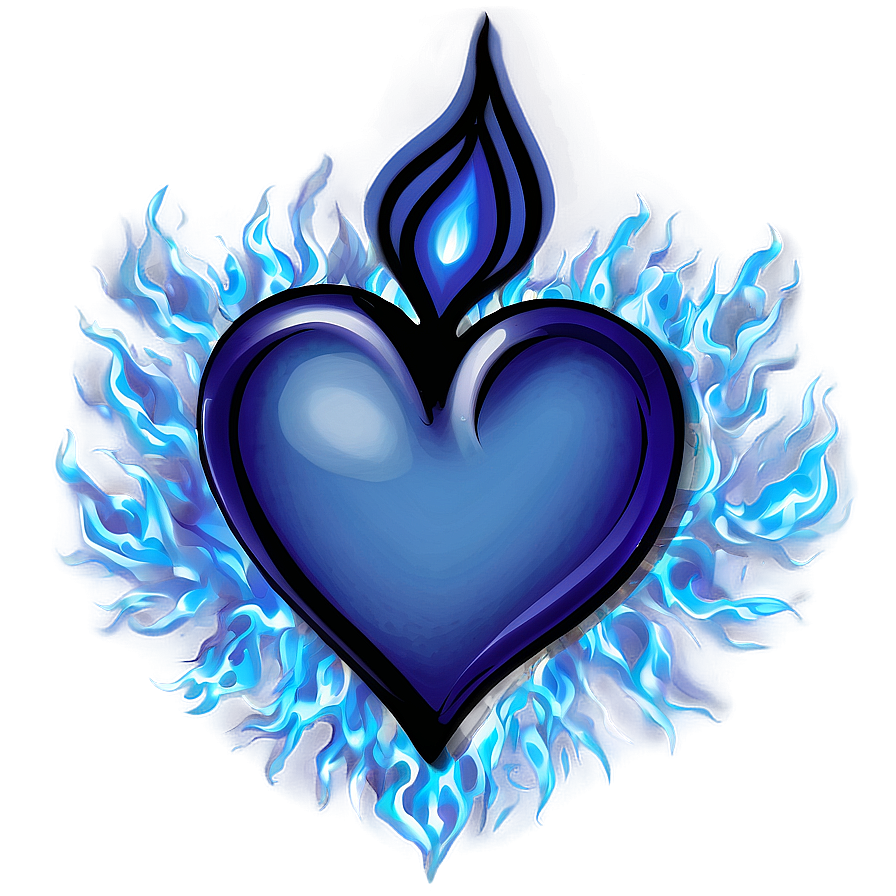 Blue Fire Heart Png 06112024