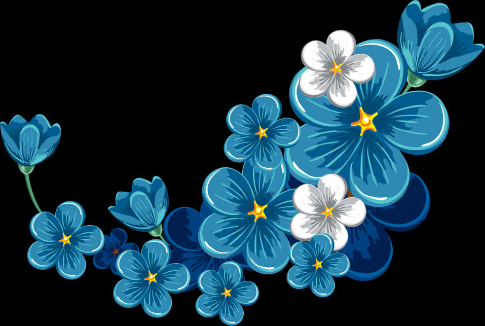 Blue_ Floral_ Border_ Design PNG image with a transparent background, free high-resolution download