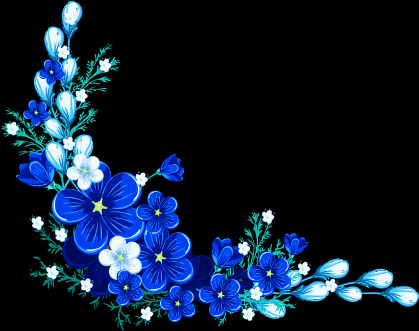 Blue Floral Corner Design