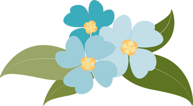 Blue Floral Vector Illustration PNG with transparent background