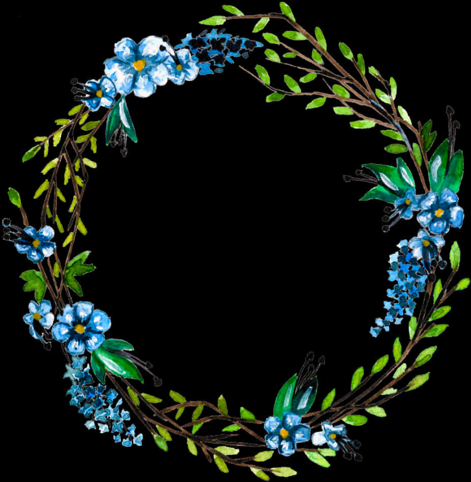 Blue_ Floral_ Wreath_ Illustration