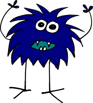 Blue Furry Alien Cartoon PNG with transparent background