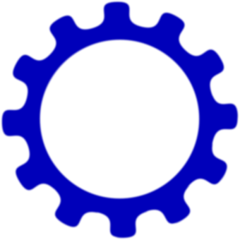 Blue Gear Iconon Black Background PNG with transparent background