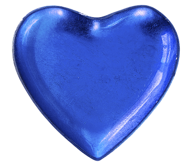 Blue Glass Heart Shaped Object PNG with transparent background