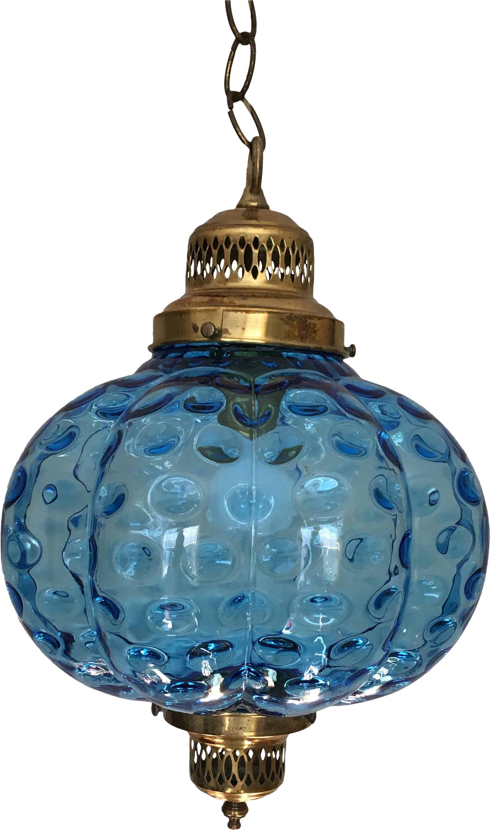 Blue Glass Pendant Light Vintage